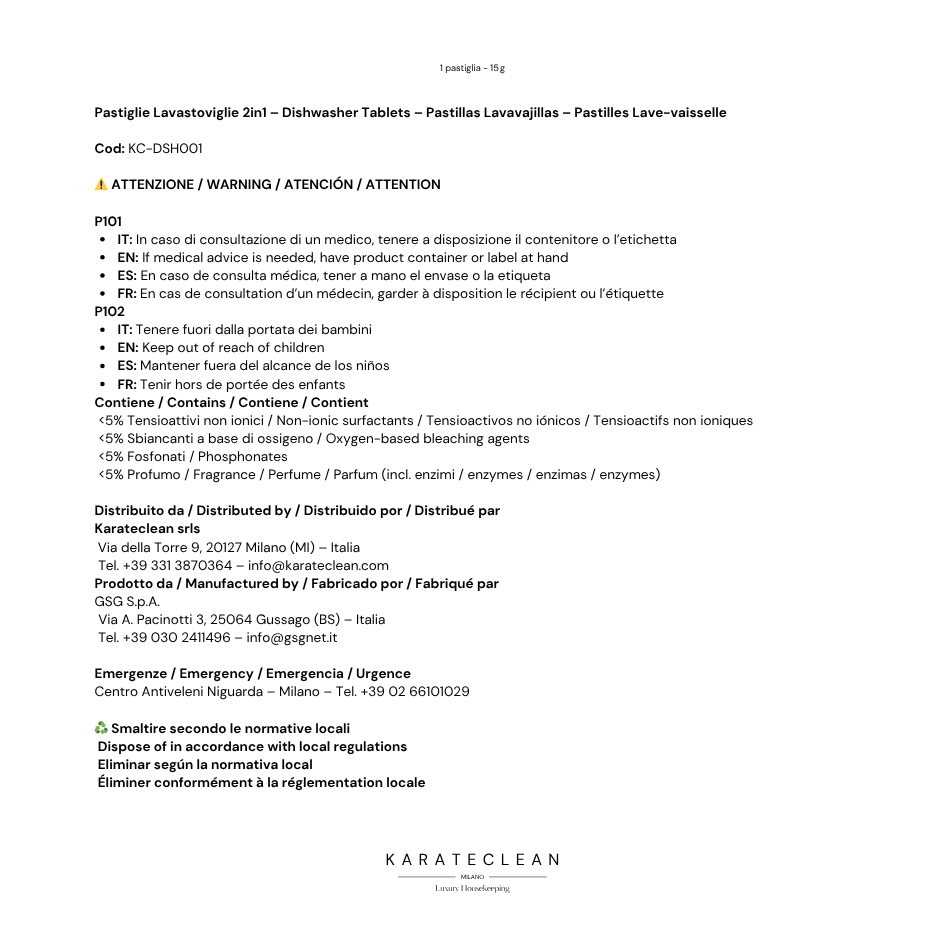 Pastiglia Lavastoviglie