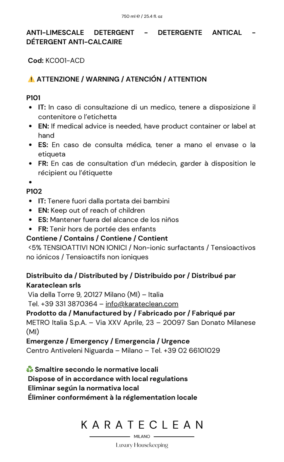 Detergente Anticalcare